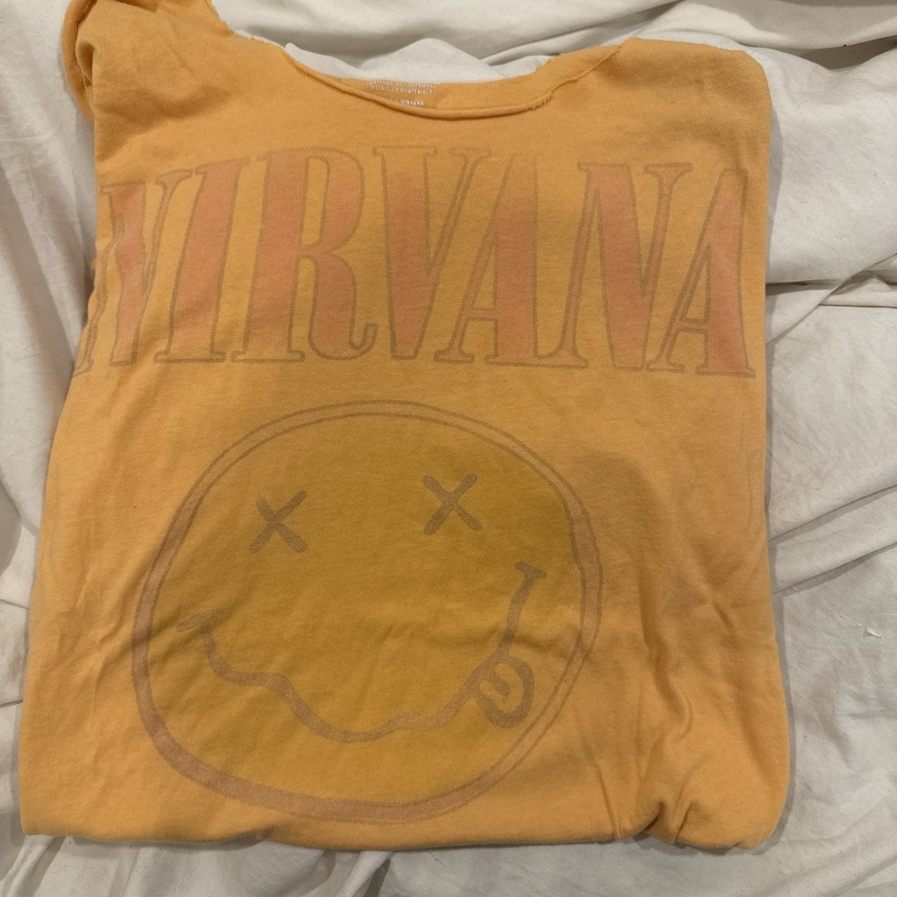 NIRVANA Orange Short Sleeve Tee Iconic Smiley Face
